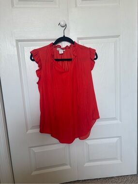 Red Ruffle Sleeve Women's Top